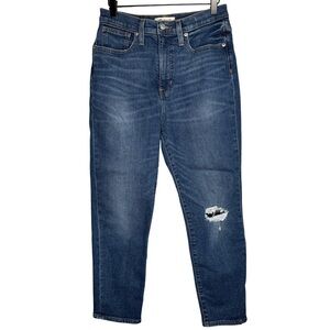 Madewell Mom Jeans 28 High Rise Distressed Crop Denim Blue